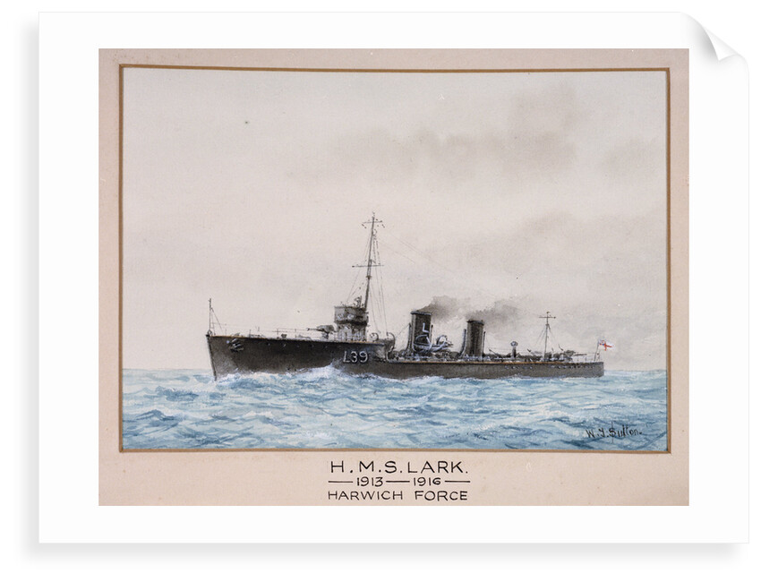 HMS 'Lark', 1913-1916, Harwich Force by W.J. Sutton