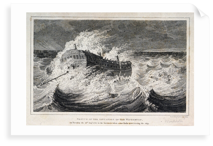 Sketch of the situation of the Winterton, on Tuesday the 21 August 1792, in the forenoon when some rafts were leaving the ship by William Home Lizars