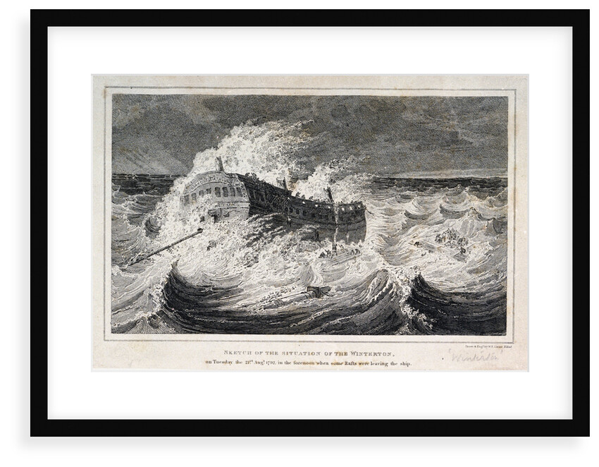 Sketch of the situation of the Winterton, on Tuesday the 21 August 1792, in the forenoon when some rafts were leaving the ship by William Home Lizars