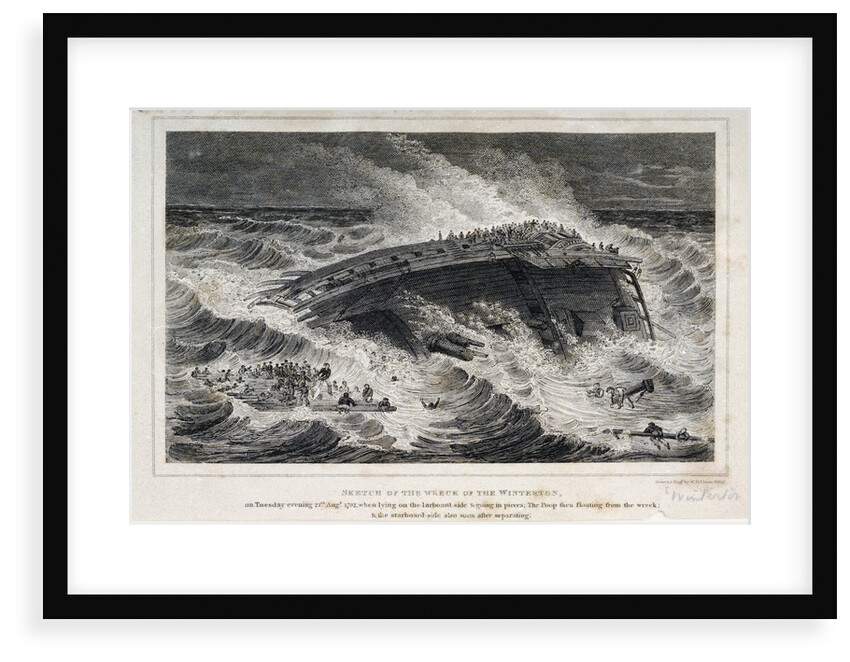 Sketch of the wreck of The Winterton, on Tuesday evening 21 August 1792 by William Home Lizars