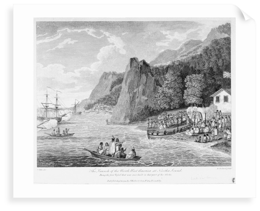 The launch of the 'North West America' at Nookta Sound being the first vessel that was ever built in that part of the globe by Coenraad Metz