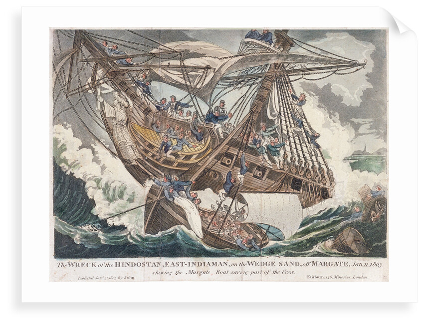 The wreck of the East Indiaman 'Hindostan' by John Fairburn