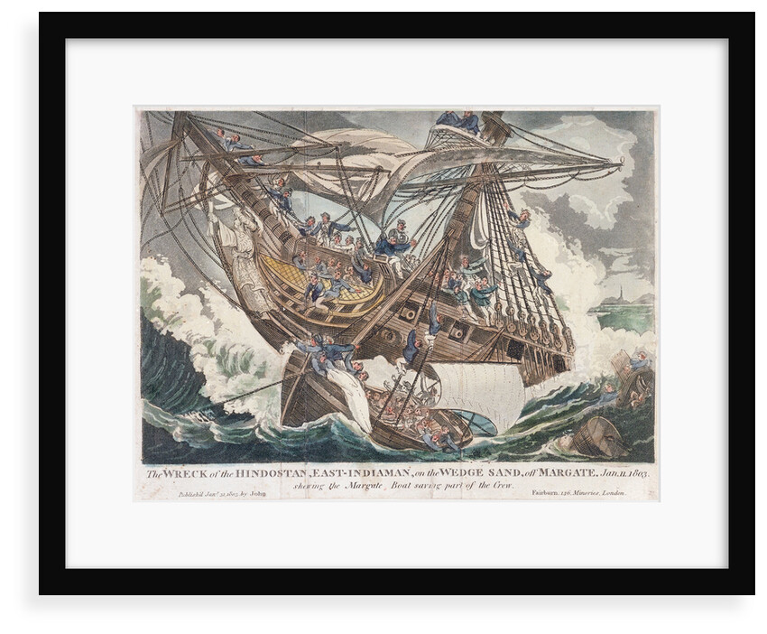 The wreck of the East Indiaman 'Hindostan' by John Fairburn