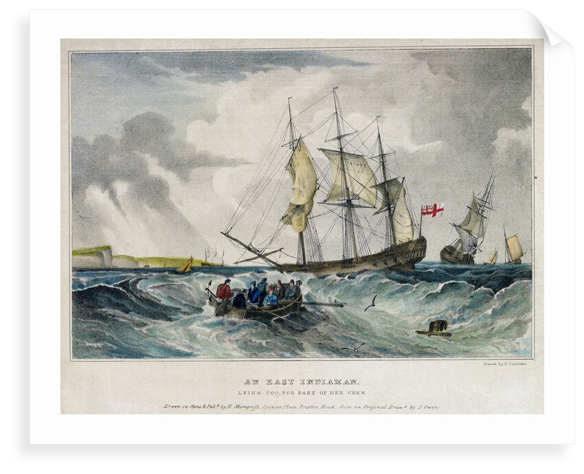 An East Indiaman lying too, for part of her crew by Samuel Owen