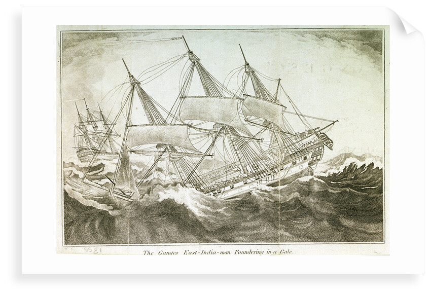The East Indiaman 'Ganges' foundering in a gale by W.E.
