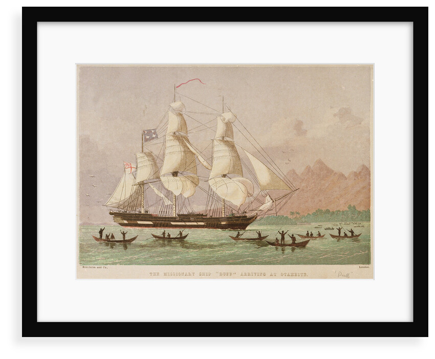 The missionary ship 'Duff' arriving at Otaheite by Kronheim & Co