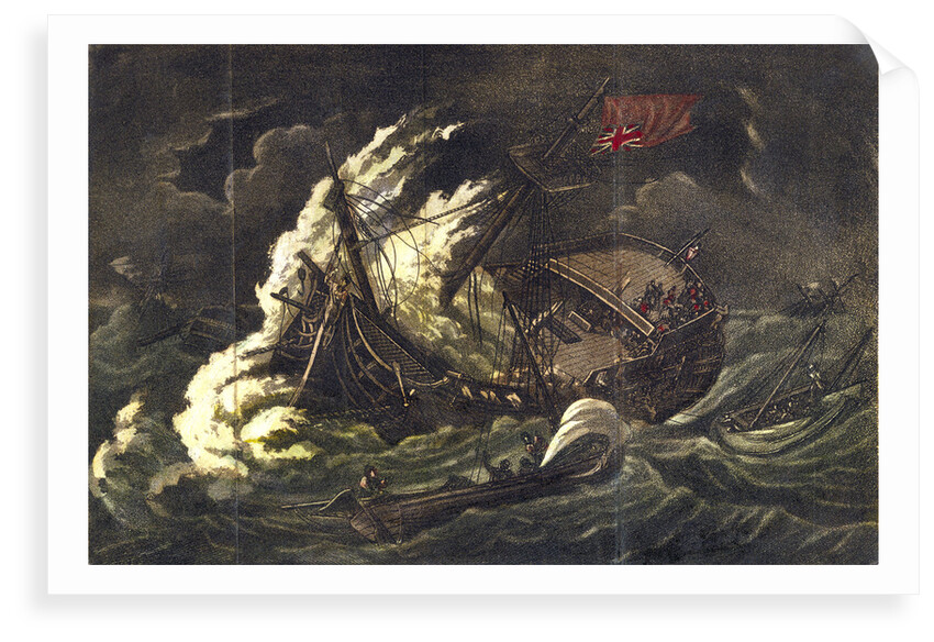 Wrecks of the 'Britannia', & 'Admiral Gardner', East Indiamen, on the Goodwin Sands, 24 January 1809 by unknown