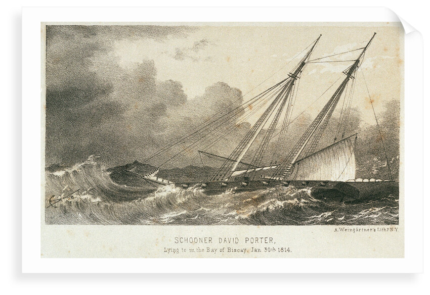 Schooner 'David Porte'r lying to in the Bay of Biscay, 30 January 1814 by A. Weingartner
