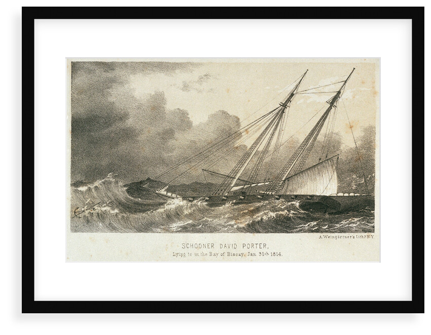 Schooner 'David Porte'r lying to in the Bay of Biscay, 30 January 1814 by A. Weingartner