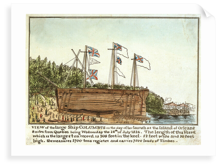 View of the 'Columbus' on the day of her launch, 28 July 1824 by Monogrammist 'FW'