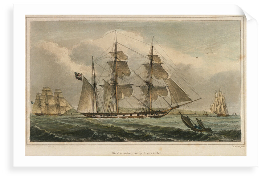 The 'Columbine' coming to an anchor by Henry Moses