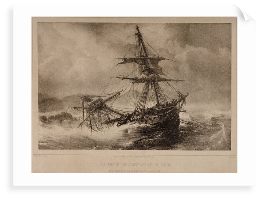 Naufrage du Vaisseau le Superbe dans le port de Paskia, ile de Paros le 15 Decembre 1833 by P. Gilbert