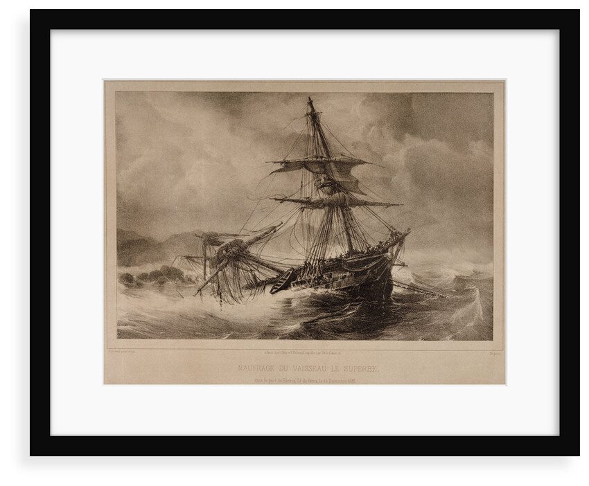 Naufrage du Vaisseau le Superbe dans le port de Paskia, ile de Paros le 15 Decembre 1833 by P. Gilbert