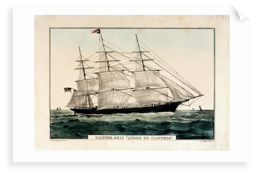 Lithograph entitled, 'Clipper Ship 'Queen of Clippers' 1853 by N Currier by N Currier