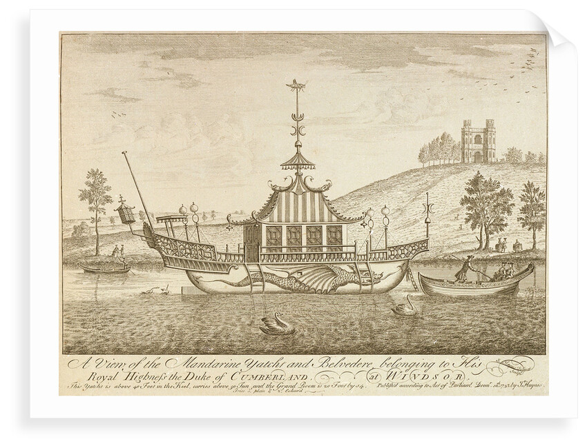 A view of the Mandarine yacht and Belvedere, belonging to His Royal Highness the Duke of Cumberland, at Windsor by J Haynes