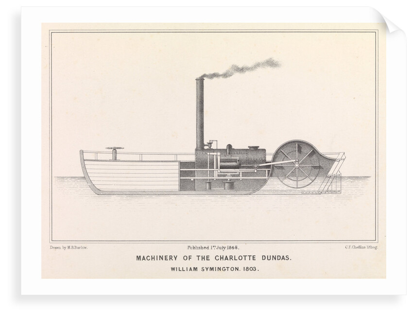 Plan of the 'Charlotte Dundas' (1802) by H. B. Barlow [artist]; C. F. Cheffins [engraver]