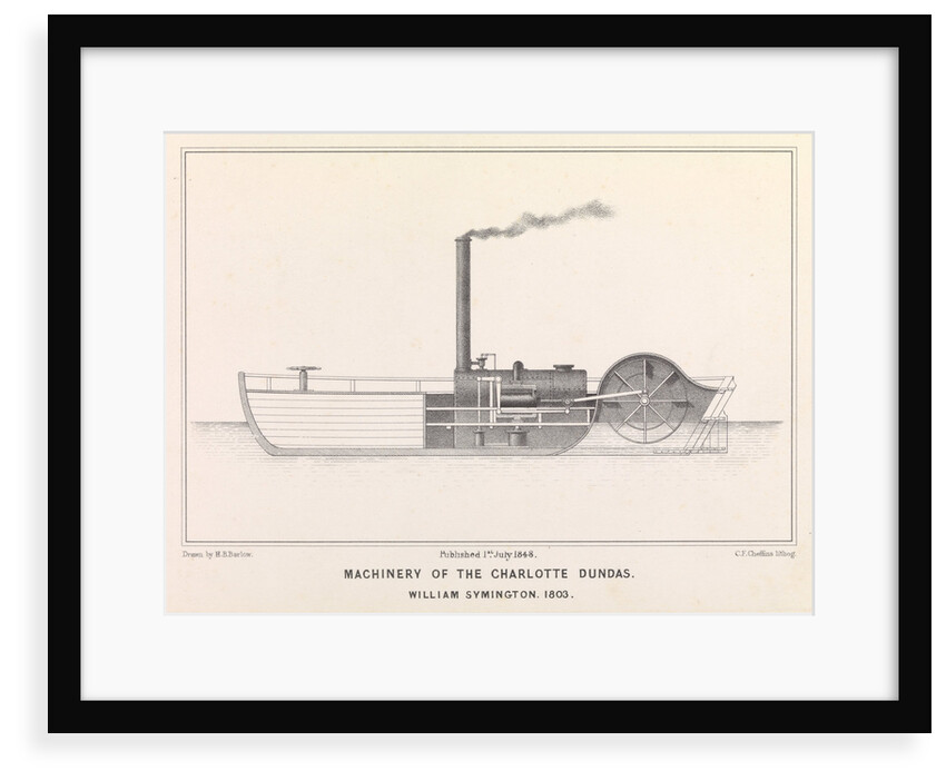 Plan of the 'Charlotte Dundas' (1802) by H. B. Barlow [artist]; C. F. Cheffins [engraver]