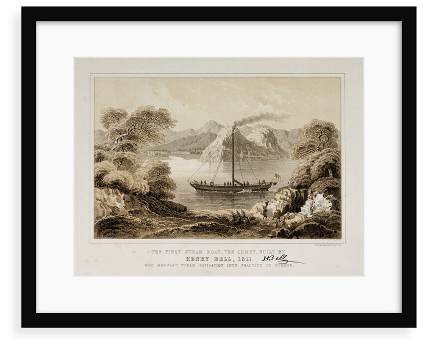 The first steam boat, the 'Comet', built by Henry Bell, 1811 who brought steam navigation into practice in Europe by Schenck