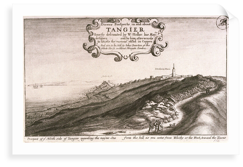 Prospect of y North side of Tangier regarding the mayne sea from the hill as you come from Whitby or the west, toward the Towne by Wenceslaus Hollar
