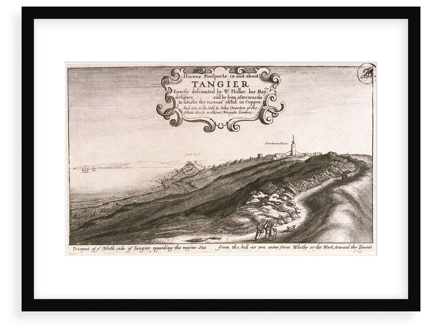 Prospect of y North side of Tangier regarding the mayne sea from the hill as you come from Whitby or the west, toward the Towne by Wenceslaus Hollar