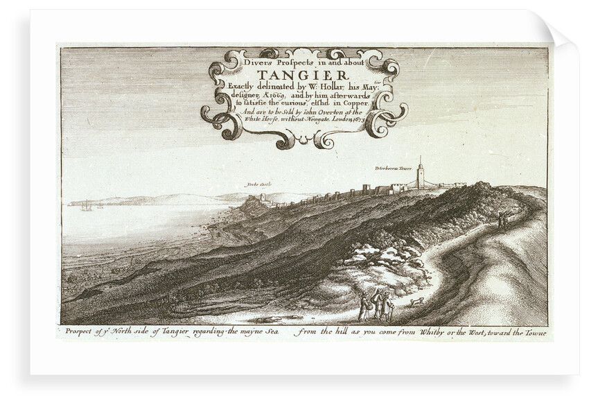 Prospect of y North side of Tangier regarding the mayne sea from the hill as you come from Whitby or the west, toward the Towne by Wenceslaus Hollar