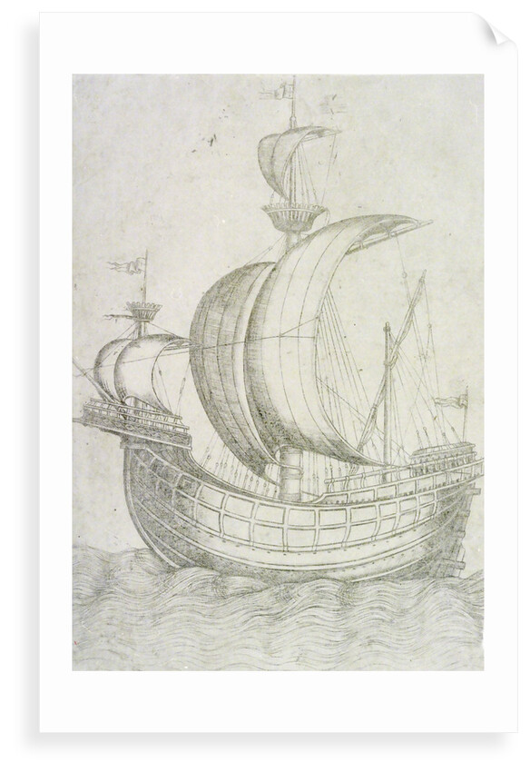 A three-masted ship under sail by Venetian School