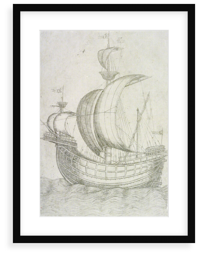 A three-masted ship under sail by Venetian School