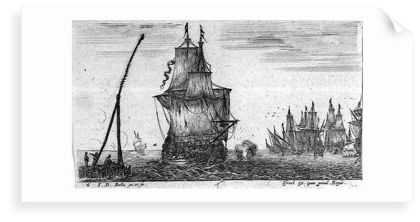 Man of war passing a beacon by Stefano Della Bella