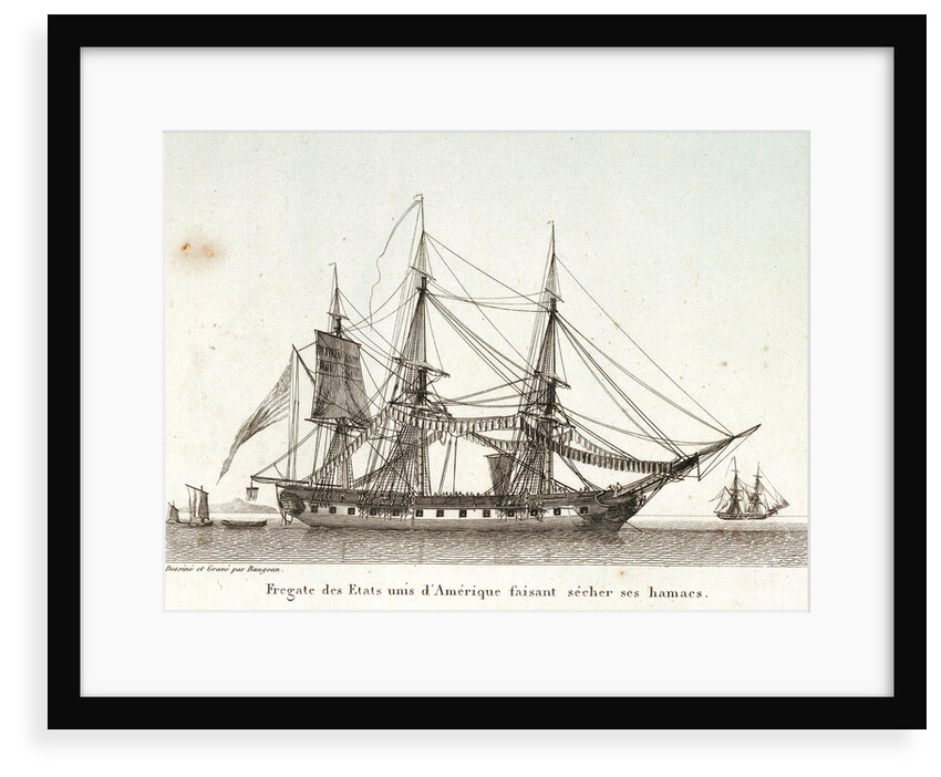 Fregate des Etats unis d' Amerique faisant secher ses hamacs. Plate 2 in Collection de Toutes les Especes de Batimens... 1ere Livraison by Baugean