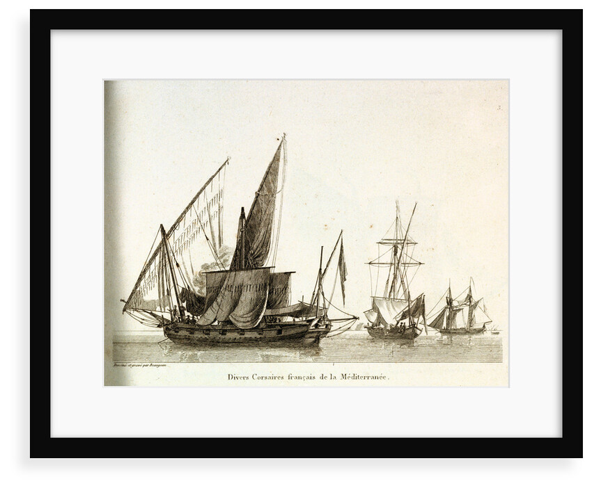 Divers Corsaires de la Mediterranee. Plate 3 in Collection de Toutes les Especes de Batimens... 1ere Livraison by Baugean