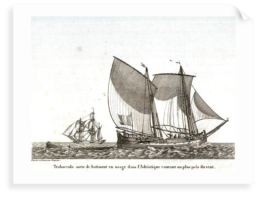Trabaccolo sorte de batiment en usage dans l' Adriatique courant au plus pres du vent by JJ Baugean