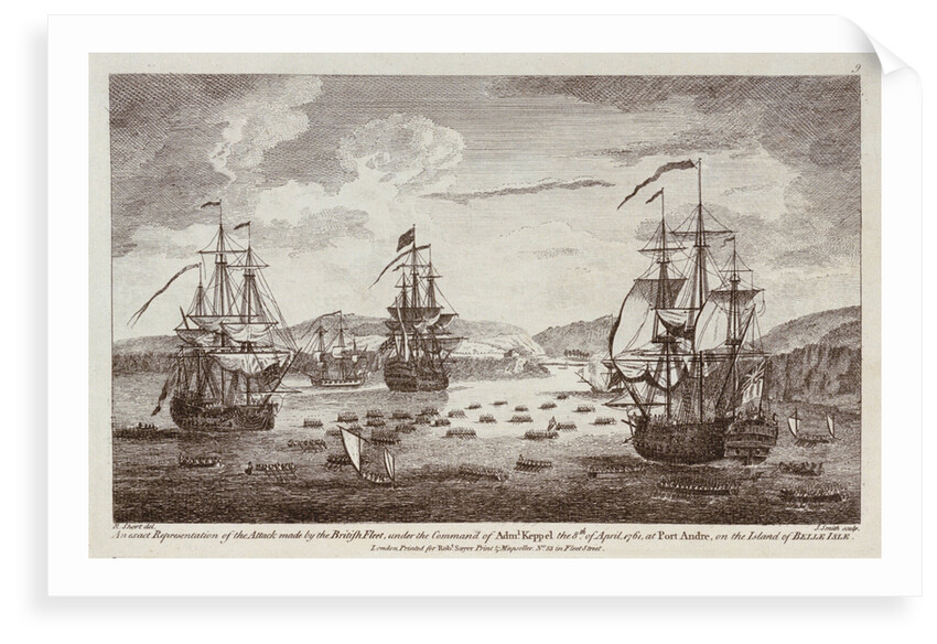 Attack by the British Fleet at Port Andre, on the Island of Belle Isle, 8 April 1761 by R. Short