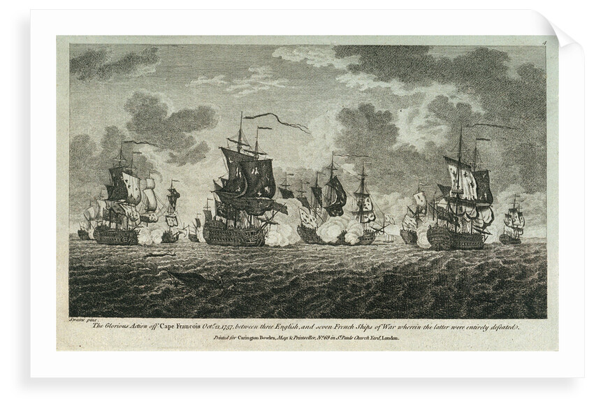 Twelve Prints of Sea Engagements. The Defeat of a French Squadron, commanded by Monsr de la Clue, off Cape Lagos, on the 18th of August 1759, by a Squadron of his Majesty's Ships under the Command of the Rt Honble Edwd. Boscawen Adml of the Blue by Francis Swaine