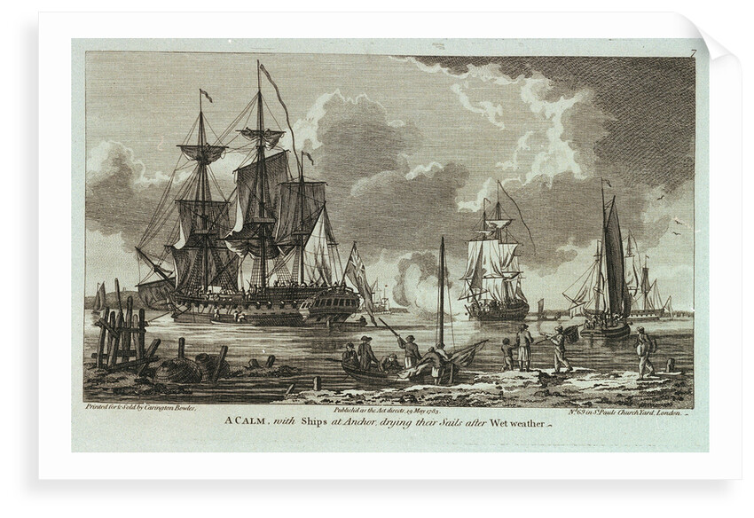 Twelve Views of His Majesty's Ships, &c. in Different Situations. A Calm, with Ships at Anchor, drying their Sails after Wet weather by unknown