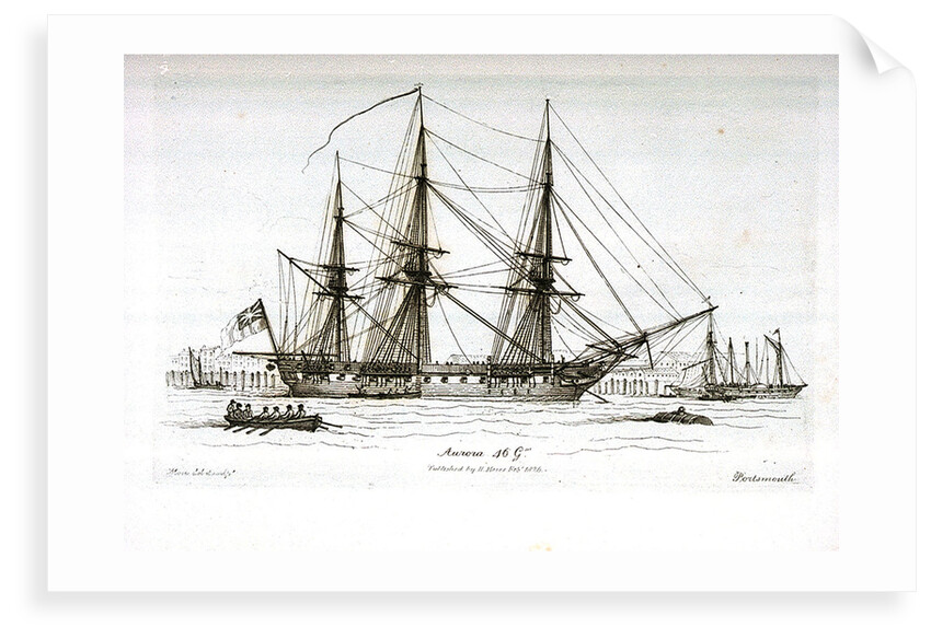 Sketches of Shipping in Portsmouth Harbour, Drawn and Etched by Henry Moses. Aurora 46 Gns. Portsmouth by Henry Moses