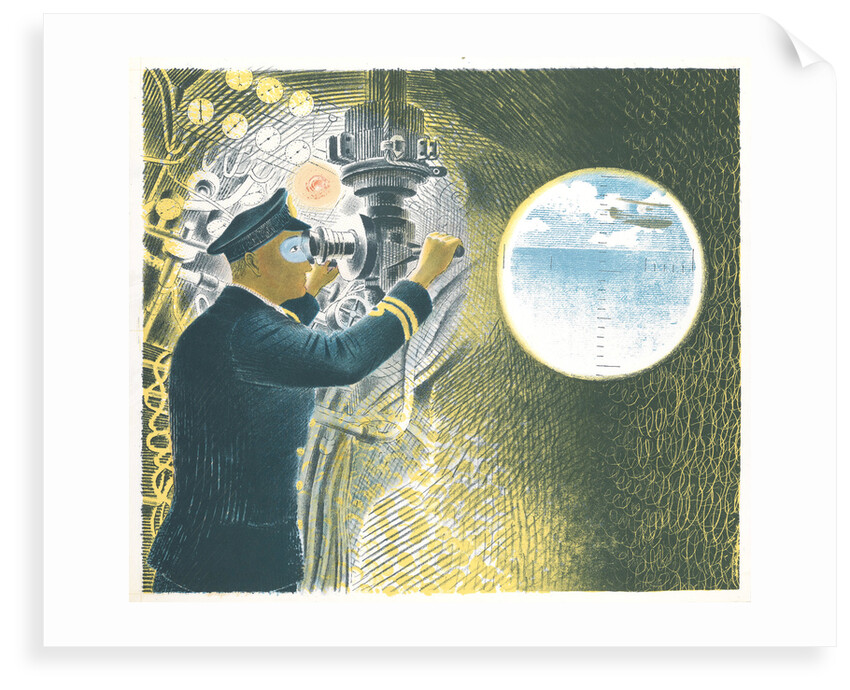 Officer looking through a periscope (from the 'Submarines' series) by Eric Ravilious