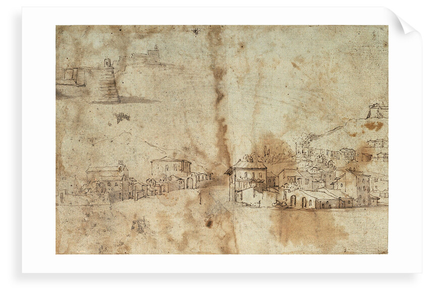 Study of a Mediterranean xebec and studies of ship sterns by Abraham Casembrodt