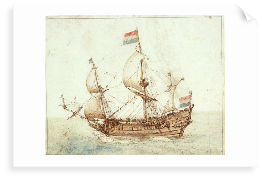 A Dutch three-masted ship under sail by Cornelis Verbeeck