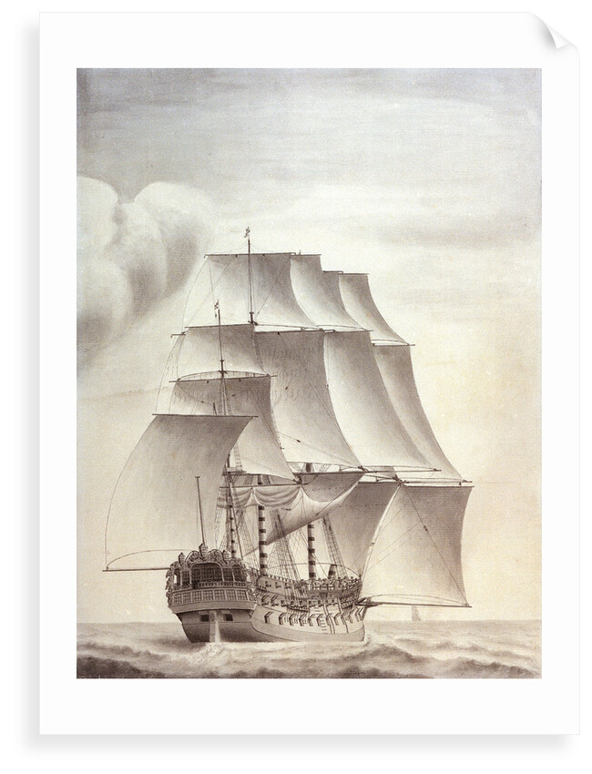 Portrait of the English ship 'Worcester' 60 guns by John Hood