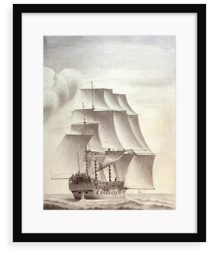 Portrait of the English ship 'Worcester' 60 guns by John Hood