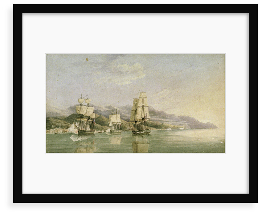 Attack on convoy of eighteen French merchant ships at Laigrelia and Alassio, 27 June 1812 by Silas Thomson Hood