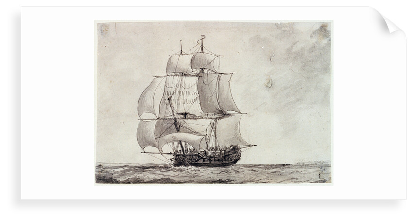 Frigate under full sail by Charles Gore
