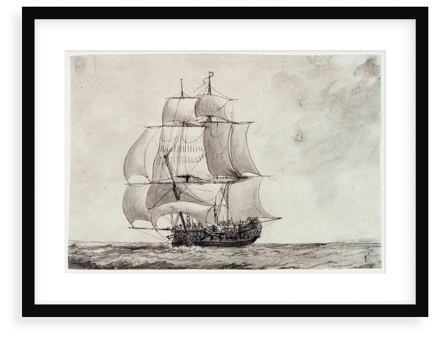 Frigate under full sail by Charles Gore