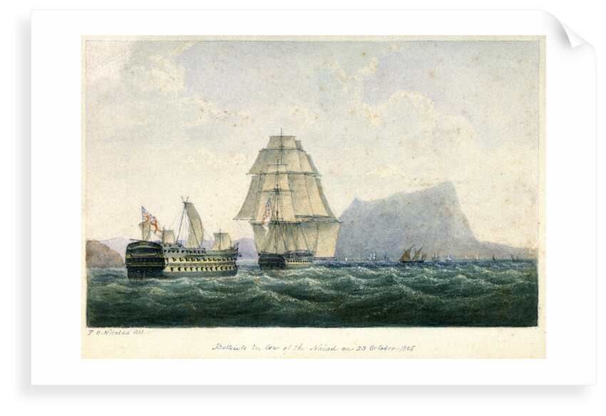 'Belleisle' in tow of the 'Naiad' on 23 October 1805 by P.H. Nicolas