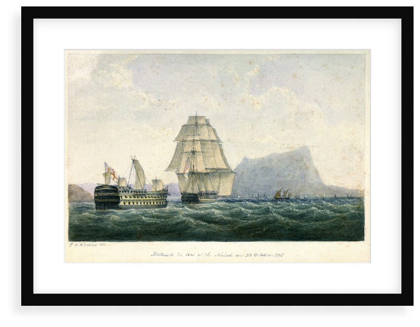 'Belleisle' in tow of the 'Naiad' on 23 October 1805 by P.H. Nicolas