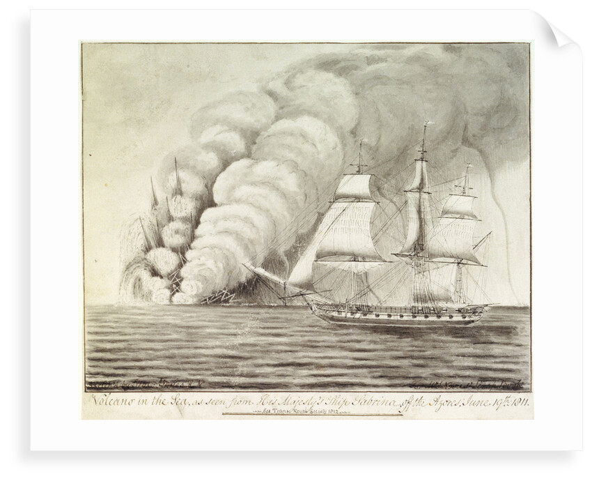 Volcano in the sea, as seen from His Majesty's Ship 'Sabrina', off the Azores, June 19th 1811 by John William Miles