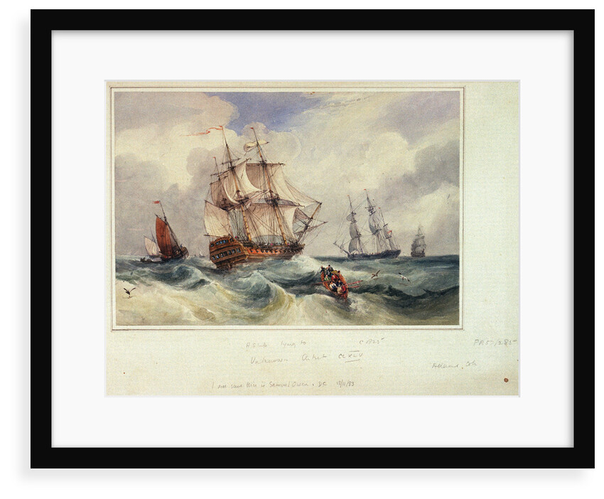 A ship lying to by Samuel Owen