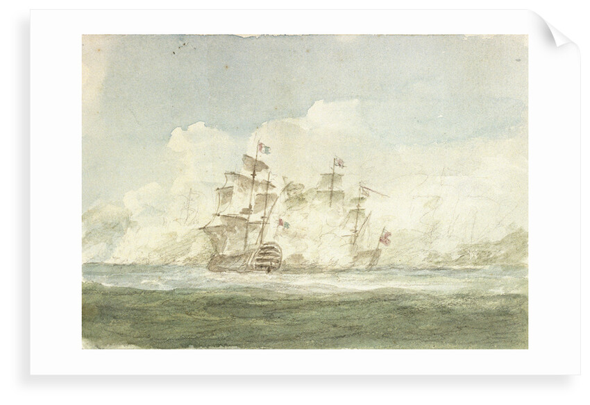 The Battle of the Glorious First of June, 1794; the 'Queen Charlotte' to leeward of the 'Montagne' by Nicholas Pocock