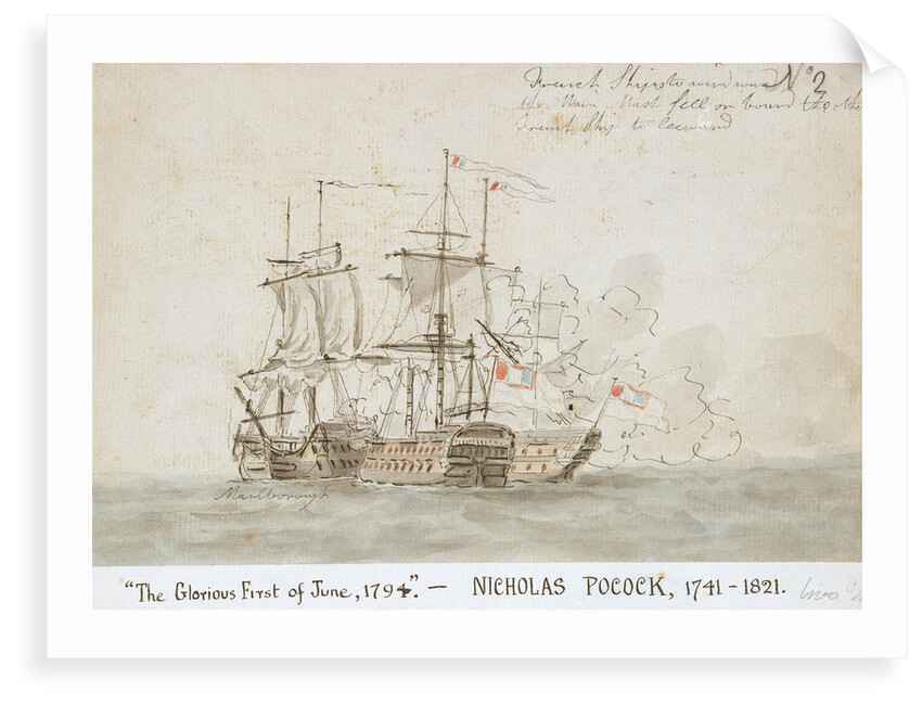 The Battle of the Glorious First of June, 1794; the 'Marlborough' engaged with two French ships (No.2) by Nicholas Pocock