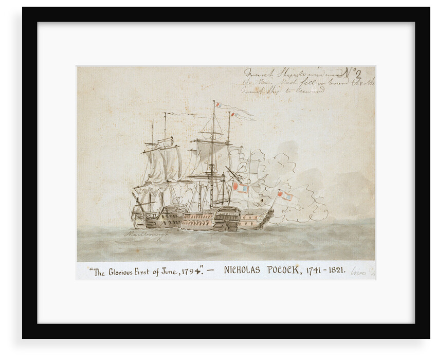 The Battle of the Glorious First of June, 1794; the 'Marlborough' engaged with two French ships (No.2) by Nicholas Pocock